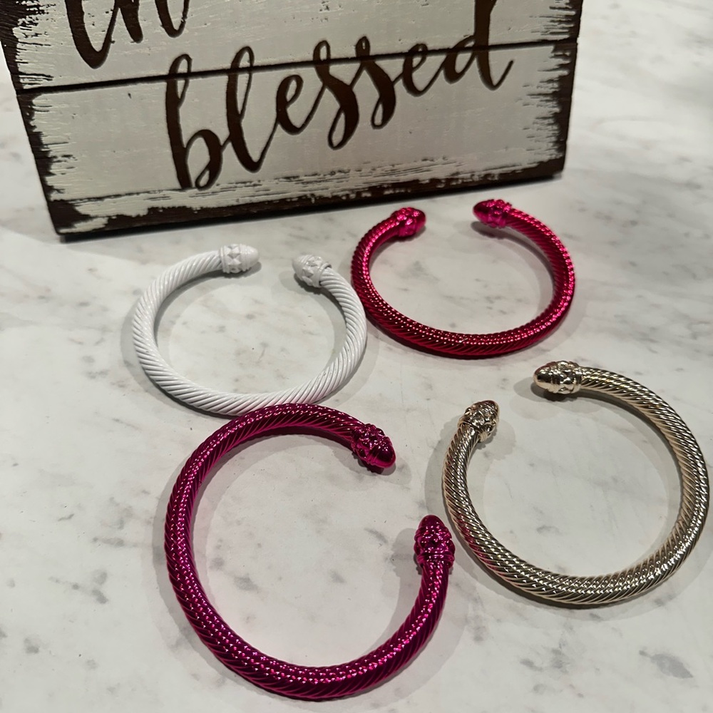 Set of Four Snake Head Cuff Bracelets